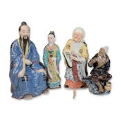 4pc Collection of Chinese Polychrome Porcelain Figurines