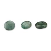 Three Oval Faceted Green Emerald Gemstones