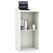 WHITE STANDING LECTERN W/ SHELF