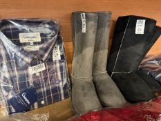 PAIR OF LONG GREY FAUX FLEECE WINTER BOOTS - UK 8 (NEW)