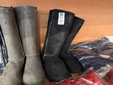 PAIR OF LONG BLACK FAUX FLEECE WINTER BOOTS - UK 8 (NEW)