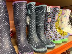 PAIR OF STORMWELLS BLUE POLKA DOT WELLIES - SIZE 4 (NEW)