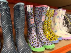 PAIR OF HAWKINS LILAC ANIMAL PRINT WELLIES - SIZE 8 (NEW)