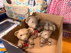 TRIO OF WOODEN BEAR ORNAMENTS & STONE ORNAMENT