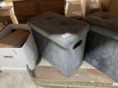 SILVER GREY POUFFE STORAGE BOX