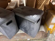 SILVER GREY POUFFE STORAGE BOX