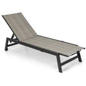 GREY RATTAN PATIO SUN LOUNGER