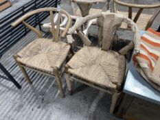 PAIR OF NATURAL WOVEN WISHBONE DINING CHAIRS