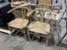 PAIR OF NATURAL WOVEN WISHBONE DINING CHAIRS