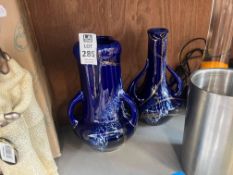 PAIR OF COBALT BLUE TROPHY STYLE VASES