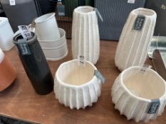 PAIR OF ASSORTED WHITE OSMINGTON CERAMIC PLANTERS/ VASES