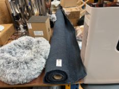 DARK BLUE WOVEN FLOOR RUG - WIDTH 150CM