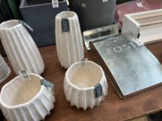 PAIR OF ASSORTED WHITE OSMINGTON CERAMIC PLANTERS/ VASES