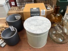 GARDEN TRADING BROMPTON COLLECTION CLAY BISCUIT TIN W/ MARBLE TOP