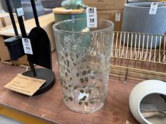CLEAR GLASS VASE W/ IMPRINTED LEAVES