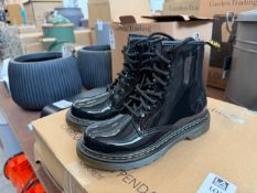 PAIR OF DR. MARTENS AIR WAIR PATENT BLACK ZIP BOOTS - KIDS UK 13 (NEW)