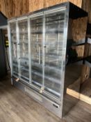 4 DOOR SHOP DISPLAY FRIDGE - 6.5FT H X 6.5FT W X 2.5FT D (THIS LOT IS LOCATED IN FIVEMILETOWN