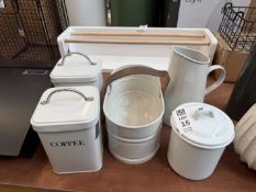 5X ASSORTED GARDEN TRADING ITEMS INC. CANISTERS & JUG