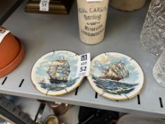 PAIR OF SAILING SHIP ILLUSTRATED COLLECTIBLE PLATES