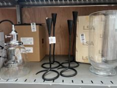 4X BLACK WROUGHT IRON CANDLESTICKS