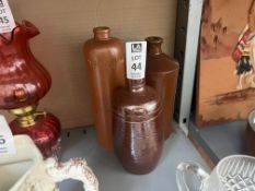 3X ASSORTED ANTIQUE BROWN STONEWARE BOTTLES