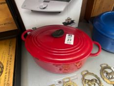 LE CREUSET RED ENAMEL CAST IRON CASSEROLE DISH & LID