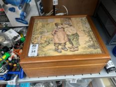 TAPESTRY TOP WOODEN STORAGE BOX
