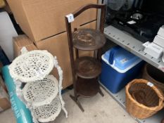 VINTAGE WOODEN 3-TIER FOLDING CAKE STAND