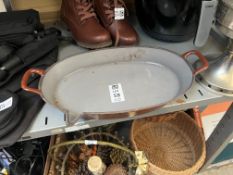 VINTAGE BROWN CAST IRON OVAL AU GRATIN PAN