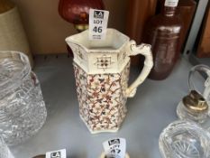 LEAF PATTERNED HEXAGONAL STONEWARE JUG