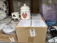 SET OF 6X UNION JACK HEART SUGAR POTS (NEW)
