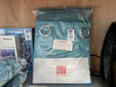 PAIR OF TEAL BLUE EYELET CURTAINS - 66 X 72"