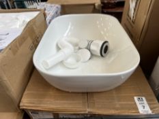 WHITE CURVED SINK BASIN & FITTINGS