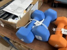PAIR OF BLUE 5KG DUMBBELLS