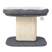 GREY COMPACT 2-TIER WOODEN CAT TREE SCRATCH TOWER