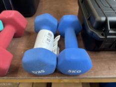 PAIR OF BLUE 5KG DUMBBELLS