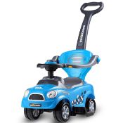 BLUE 3-IN-1 KIDS RIDE ON CAR W/ PUSH HANDLE