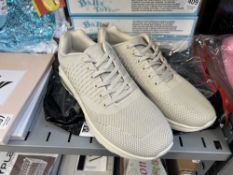 PAIR OF BEIGE ELASTICATED LACE TRAINERS - 11 (NEW)
