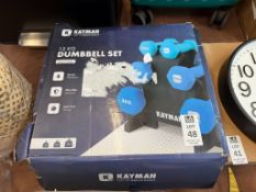 KAYMAN 12KG 6PC DUMBBELL SET ON STAND