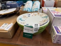 MASON CASH GREEN MIXING BOWL W/ 2X PRICE & KENSINGTON FLORAL PLATES