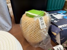 WICKER LATTICE STYLE BEDSIDE LAMP & BULB