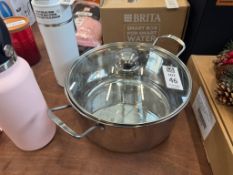 STAINLESS STEEL STOCK POT W/ GLASS LID