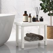 WHITE 2-TIER BATHROOM SHOWER STOOL SHELF