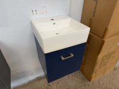 MODERN WALL HUNG MIDNGHT BLUE VANITY WITH SINK 46CM WIDE