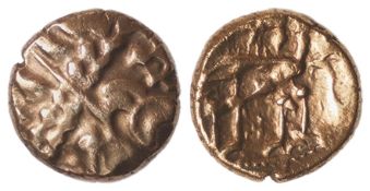 Celtic Britain: Iceni, early uninscribed, debased gold Stater (post c.65 BC) known as the 'Norfolk