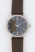 IWC Portofino, stainless steel, ref. IW458102, 2005 card. The slate grey dial with baton and diamond