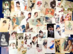 Postcards, Glamour a selection of 50 cards to include Hammick, Nanni, Codina, Fisher, Court