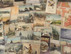 Postcards, 50+ Hold to Light cards to include saucy, ships, houses, churches, Grus Auss, greetings