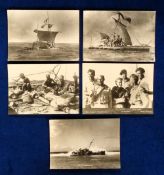 Postcards, Kon Tiki Expedition, 5 large sized RP cards to comprise the team Thor Heyerdahl, Knut