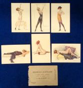 Postcards, Glamour, A. Penot nudes, a series of 7 cards plus the original tissue envelope issued